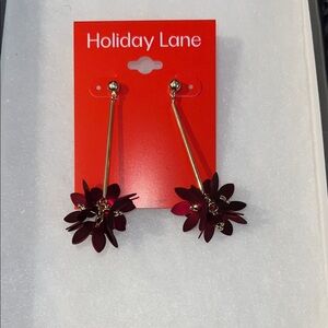 Holiday Lane Burgundy Floral Ornament with Gold Accents